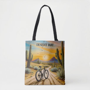 Desert Rat Cycling Mountain Bike Sunset Custom Tote Bag