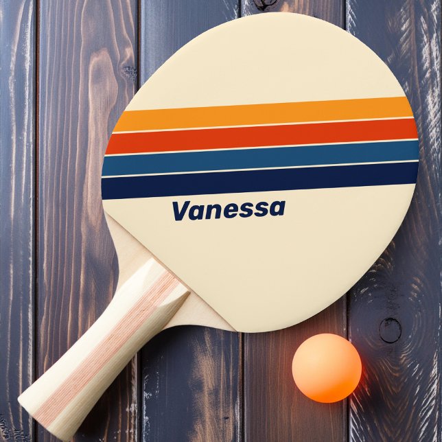 Desert Retro Rainbow Striped with Name Ping Pong Paddle (Creator Uploaded)