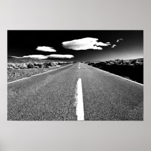 Desert Road in Black and White Poster