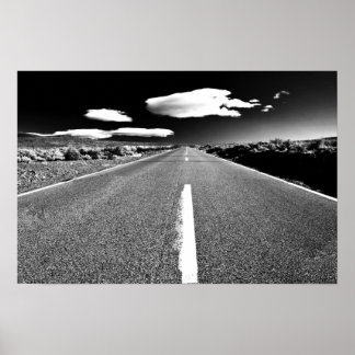 Desert Road in Black and White Poster