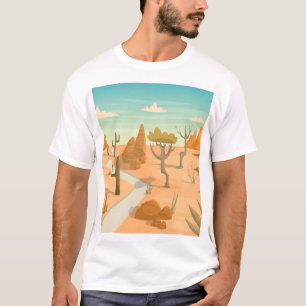 Desert Road Landscape: Cartoon Vintage. T-Shirt