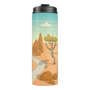 Desert Road Landscape: Cartoon Vintage. Thermal Tumbler