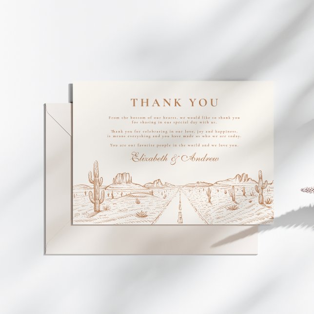 Desert Road Western Wedding Thank You Card (Creator Uploaded)