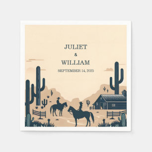 Desert Rodeo Retro Horse Rustic Western Wedding Napkin