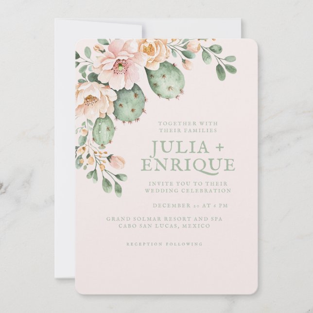 Desert Rose and Cactus Wedding Invitation (Front)