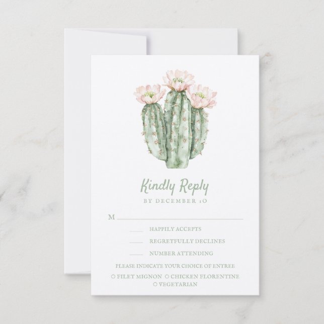Desert Rose Cactus | Kindly Reply | Meal Options RSVP Card (Front)