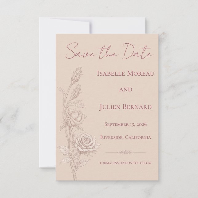 Desert Rose – Dune & Bloom Wedding Save The Date (Front)