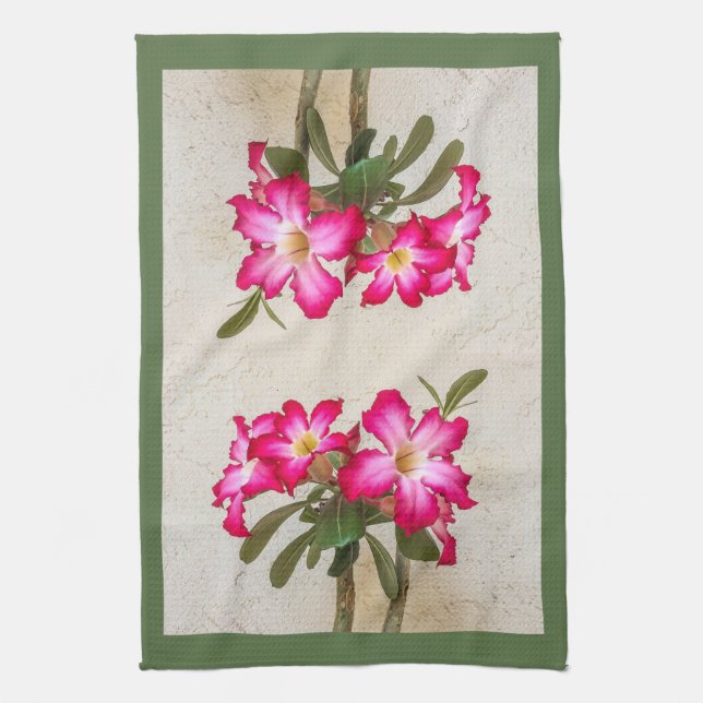 Desert Rose Flowers Kitchen Towels (Vertical)