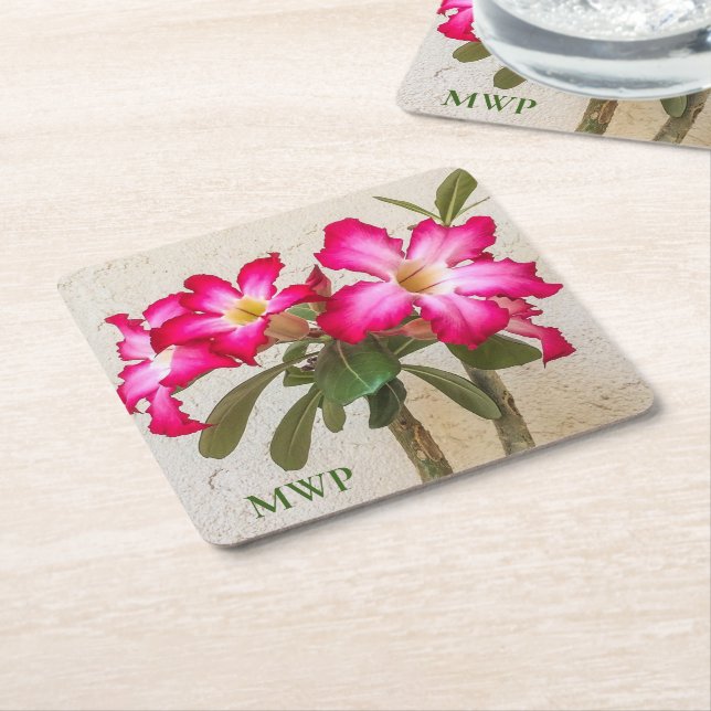 Desert Rose Flowers Paper Coaster (Angled)