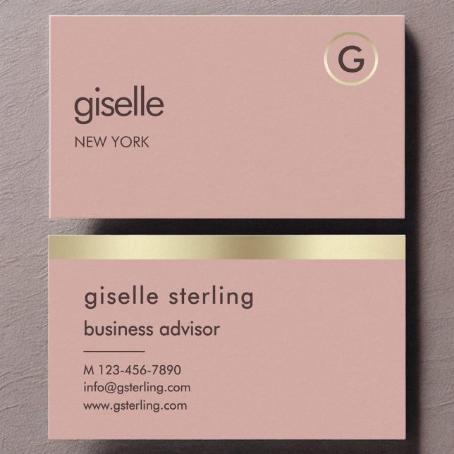 Desert Rose Luxury Faux Gold Foil Monogram  Business Card (Creator Uploaded)