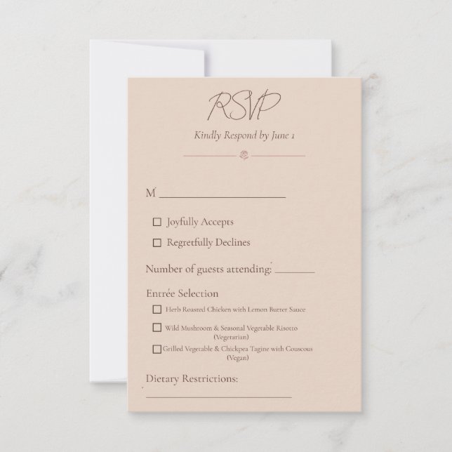 Desert Rose - Minimalist RSVP  Card (Front)