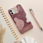 Desert Rose Pink Boho Tropical Monstera Leaf iPhone 13 Case<br><div class="desc">Modern boho style design features a background of organic shapes in muted shades of dusty blush pink and desert rose,  overlaid with tropical monstera leaf illustrations. Personalise with a name or monogram along the bottom.</div>