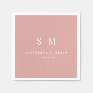 Desert Rose Simple Elegant Couple Initials Wedding Napkin