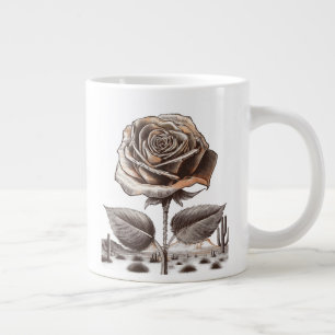 Desert Rose, Vintage Botanical Flower Large Coffee Mug