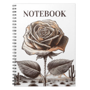 Desert Rose, Vintage Botanical Flower Notebook