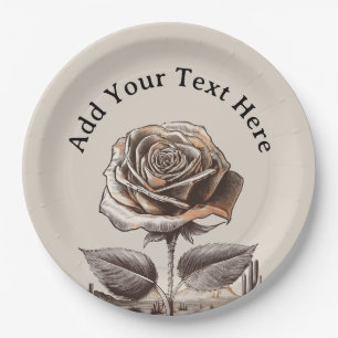 Desert Rose, Vintage Botanical Flower Paper Plate
