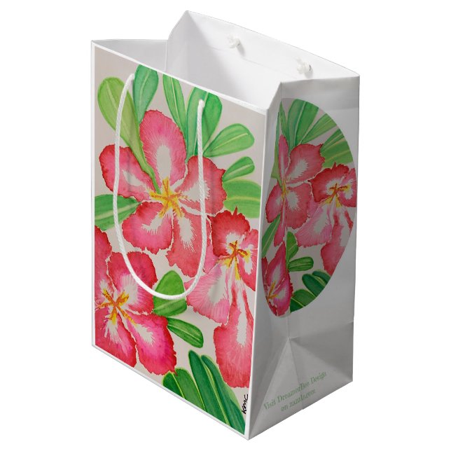 Desert Rose Watercolor Medium Gift Bag (Back Angled)