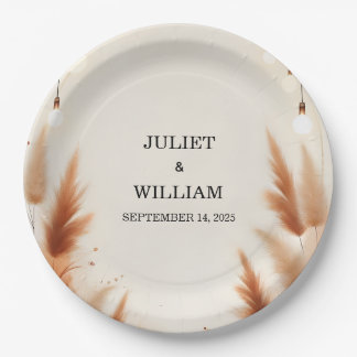 Desert Rustic Boho Autumn Ombre Brown Wedding Paper Plate
