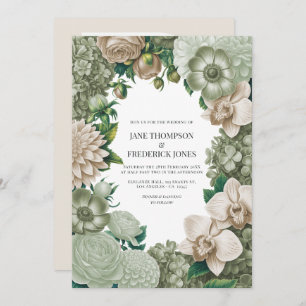 Desert Sage, Aloe Mist & Sandstone Beige Wedding Invitation
