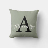 Desert Sage Grey Green Solid Colour Monogram