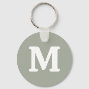 Desert Sage Solid Colour   Monogram  Key Ring