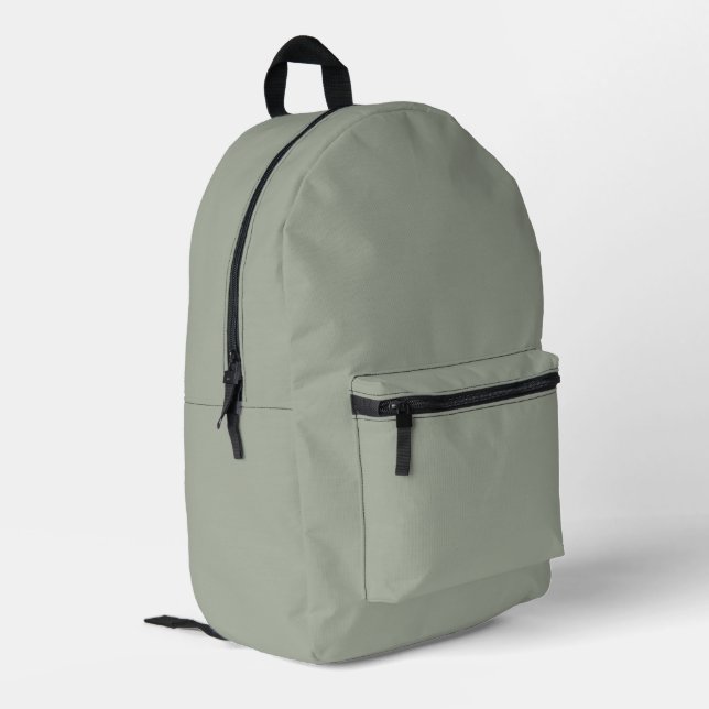 Desert Sage Solid Colour Printed Backpack (Back Corner Left)