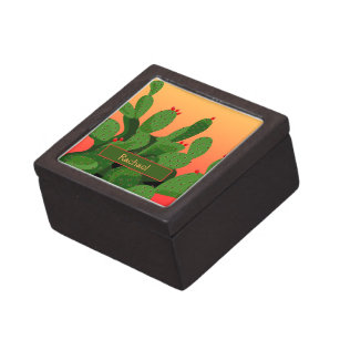 Desert Saguaro Cactus Sunset Personalised 2" Gift Box