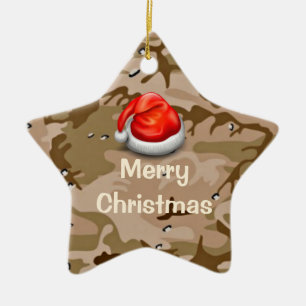 Desert Sand Camo Star Merry Christmas Ornament