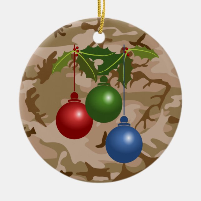 Desert Sand Camouflage Round Ornament (Front)