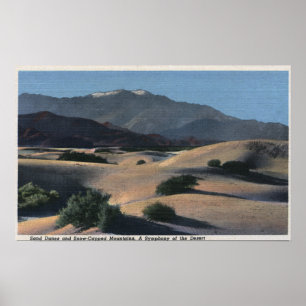 Desert Sand Dunes and Snow-Capped Mountains Poster