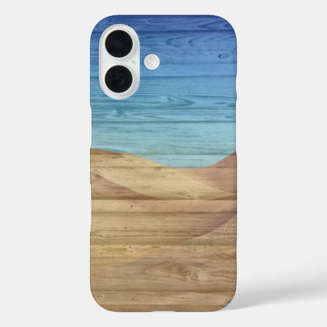 Desert Sand Dunes Beautiful Blue Sky On Wood Grain Case-Mate iPhone Case (Back)