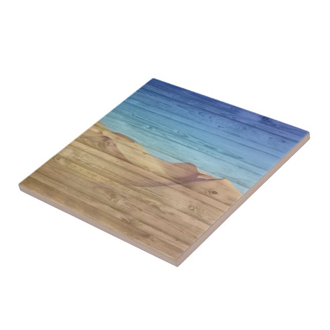 Desert Sand Dunes Beautiful Blue Sky On Wood Grain Tile (Side)