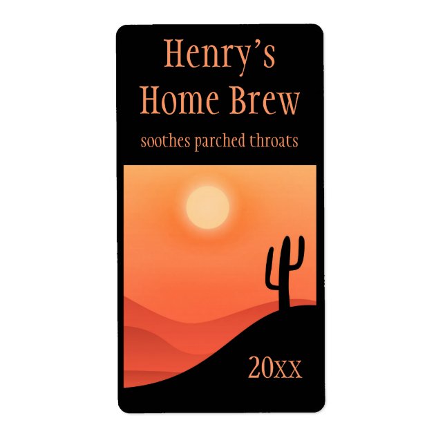Desert Scene Home Brew Label (Front)
