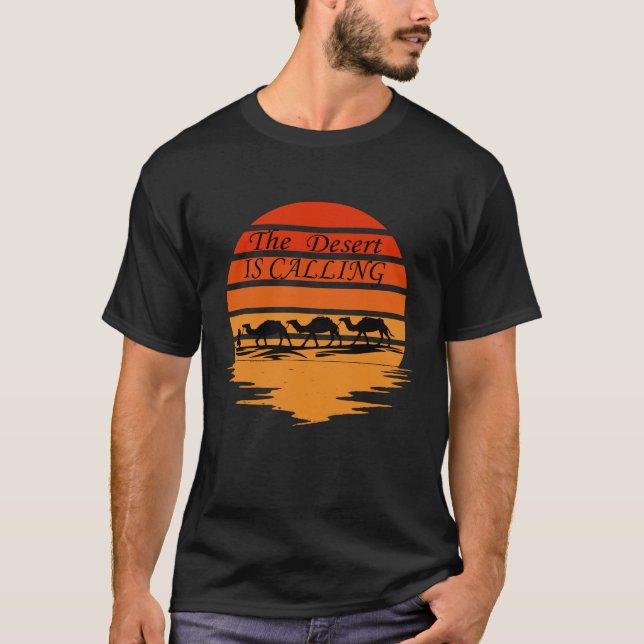Desert scene with camels sunset vintage T-Shirt (Front)