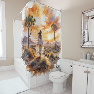 Desert Serenity: Mystical Journey Through the Sand Shower Curtain