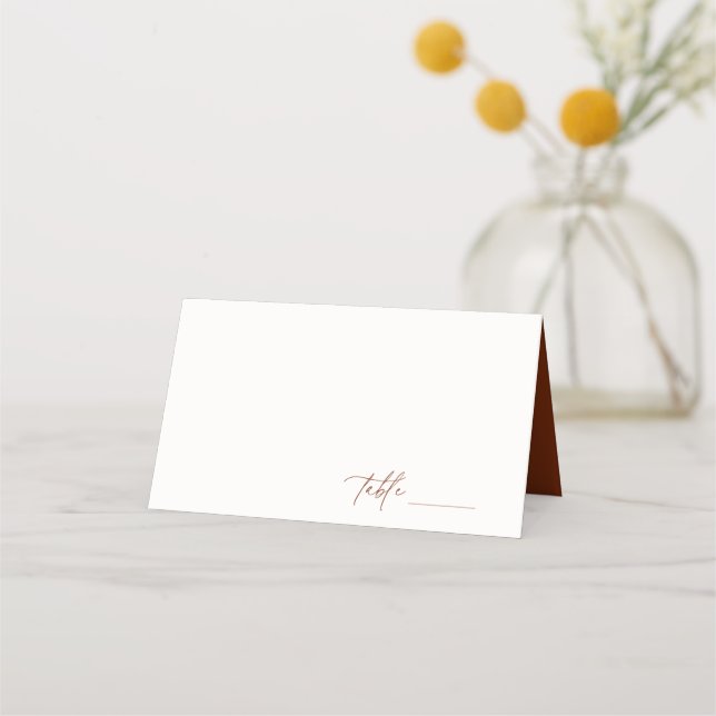 Desert Sienna Minimalist Wedding Place Card (Front)