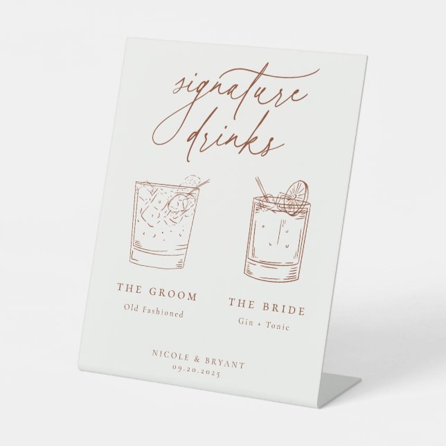 Desert Sienna Signature Drinks Pedestal Sign (Front)