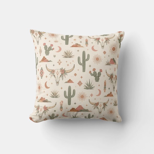 Desert Skull Southwest Ranch Accent Cushion (Front)