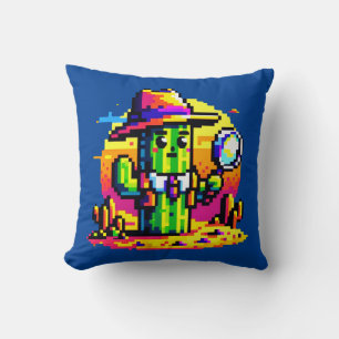 Desert Sleuth: 8-Bit Cactus Detective Adventure Cushion