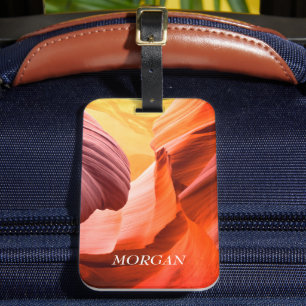 Desert Slot Canyon or Your Photo, White Name Luggage Tag