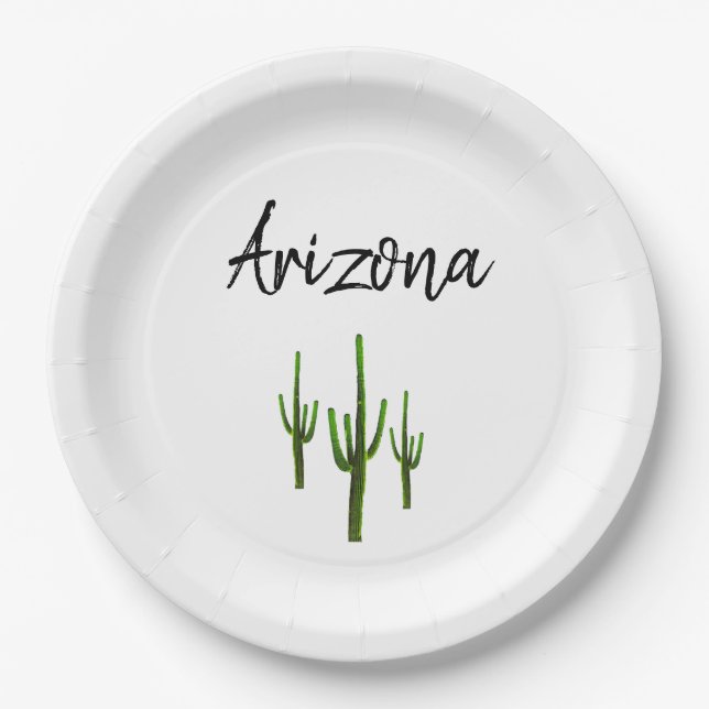 Desert Southwest Arziona Cactus  Paper Cups Plate (Front)