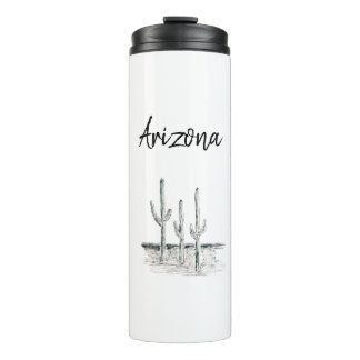 Desert Southwest Cactus Arizona Black Typography T Thermal Tumbler