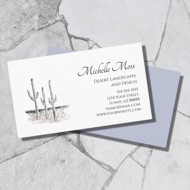 Desert Southwest Cactus Black White Business Card (Creator Uploaded)