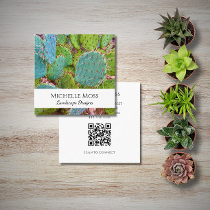 Desert Southwest Prickly Pear Cactus Succulent Square Business Card