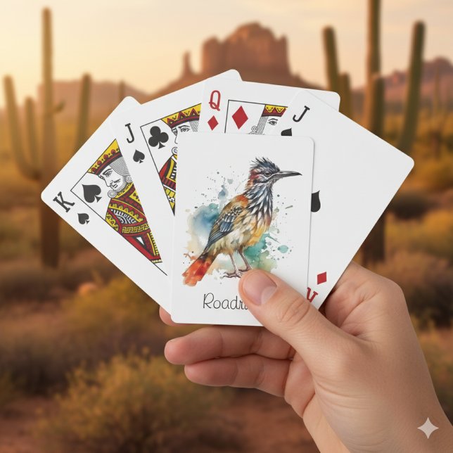 Desert Spirit, Roadrunner in Watercolor, custom Playing Cards (Creator Uploaded)