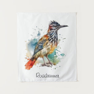 Desert Spirit, Roadrunner in Watercolor custom Tapestry