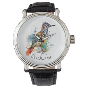 Desert Spirit, Roadrunner in Watercolor, custom Watch