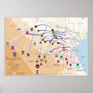 Desert Storm Ground Operations Map 1991 Poster