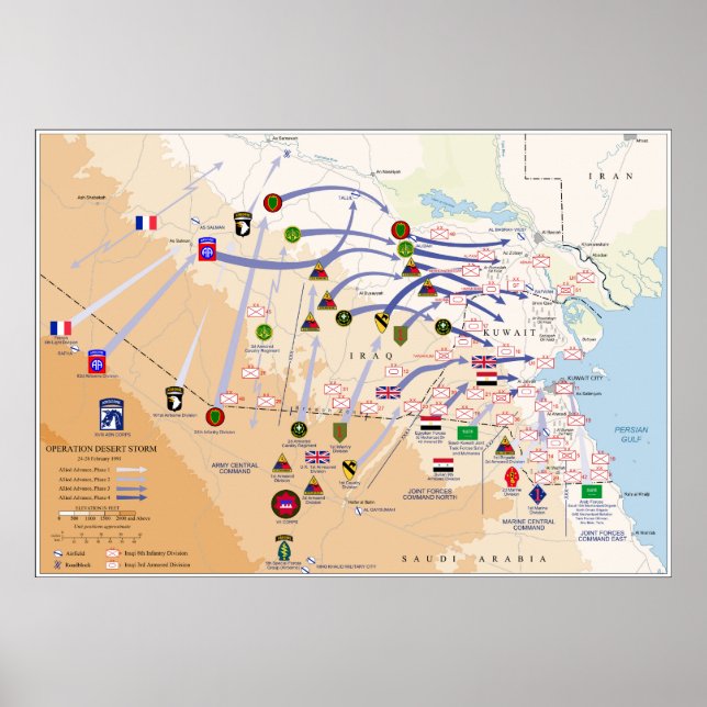 Desert Storm Ground Operations Map 1991 Poster (Front)