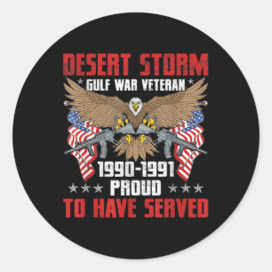 Desert Storm Veteran Pride Persian Gulf War  Classic Round Sticker